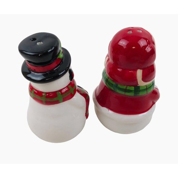 Vintage Snowman Salt Pepper Shaker Set Primitive Winter Christmas Table Decor - Picture 5 of 10